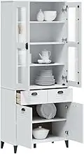 Highboard VIKEN White 80x40x190 cm Solid Wood Pine,Buffets & Sideboards 57.52KG-3207147
