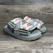 Kappa Mens Slide Shoes Slip On Sandals Logo Tape Kalpi Grey Pink Size 4 Z Strap