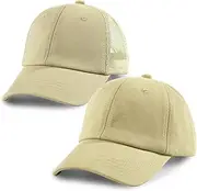 [SONMONY] 2-Pack Toddler Baseball Hats for Kids Girls Soft Cotton Mesh Back Trucker Hats Adjustable Toddler Hats for Girls Boys, Khaki, One Size