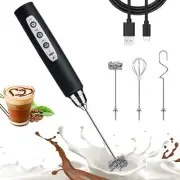 Black Milk Frother Wand for Coffee Frother Handheld Rechargeable Electric Whi...