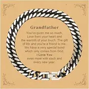 [Generic] Grandfather Gift. Best Thank You Gifts for Grandfather, I Love You Even More. Appreciation Gifts, Cuban Link Chain Bracelet with Message Card for Grandfather, Small, Silver Plated Zinc, Cubic Zirconia