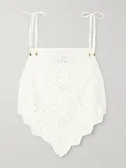 [Self-Portrait] Self-Portrait - Cropped Broderie Anglaise Cotton Camisole - White - UK 10 UK 10 White