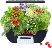 17 Pods Hydroponics Growing System, Plants Germination Kit with 28W Full-Spectrum Grow Lights & 2 Fans, 10L Water Tank, Auto Timer, Height Adjustable, for Home Kitchen Gardening