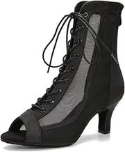 [YYTing] Closed Toe Ballroom Dance Shoes Women Latin Salsa Social Wedding Indoor Dancing Shoes 2.5in,1.5in Heels YT09