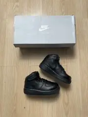 Vintage Nike Air Force 1 MID TD 7.5C Baby Shoe Black Infant Sneaker 314197-003