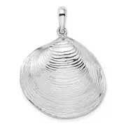 Sterling Silver De-Ani Rhodium-Plated Polished 3D Large Clam Shell Pendant