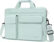 MOSISO Laptop Shoulder Messenger Bag Compatible with MacBook Air 15 inch M2 A2941 2023/Pro 16 2023-2019, 15-15.6 inch Notebook with 2 Raised&1 Flapover&1 Horizontal Pocket&Handle&Belt, Mint Green
