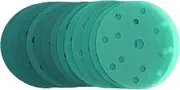 25pcs 6" 150mm 15 Hole Hook and Loop Sanding Disc 40-2000 Grit Green Film Wet and Dry Zirconium Sanding Sandpaper Disc Pads (2000 Grit)