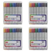 4x 12pc Jasart Fineliner 0.4mm Marker Quick-Drying Colouring Stationery Set