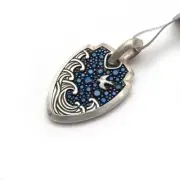 New DAVID YURMAN Men's 18.9mm Waves Shield Enhancer in Blue Sapphire & Silver