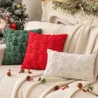 Christmas Tree Pillow Covers Golden Light String Cushion Case for Xmas Party