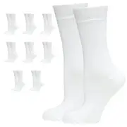 Br Apparel 9 Pairs Bamboo Crew Natural Eco Healthy Enviro Unisex Work Business Bulk White 11 14 Socks