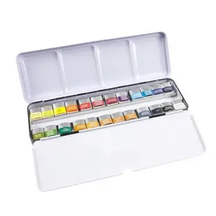 藝城美術►牛頓塊狀水彩 Winsor&Newton Cotman 溫莎牛頓 水彩 12色/24色 塊狀鐵盒裝