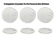 3PCS Sapphire Crystal to Fit PANERAI Double Dome(35.5×3.1×2.5)mm w/Date(Cyclop)