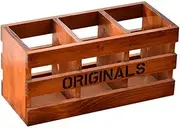 MEZOKUCEL Fashionable Retro Wooden Makeup Organizer with Compartments Makeup Organizer Desk Makeup Organizer Makeup Brush Remote Control Holder Wooden Office Pen Holder
