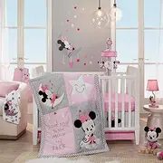 Lambs & Ivy Disney Baby Minnie Mouse 4 Piece Nursery Crib Bedding Set, Pink