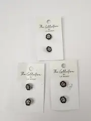 Flower Buttons by LA mode, 6pack, Size 7/16", silver/crystal center