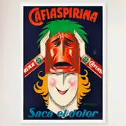 Galrie Cafiaspirina Saca el Dolor Vintage Advertising Poster Retro Wall Art, White Frame, 70 x 100cm (28 x 40inch)
