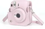 Mini Camera Protective Case for Fujifilm Mini 12, PU Mini Instant Camera Bag with Versatile Strap, Instant Camera Case for Mini 12 Instant Camera (Light Cherry)
