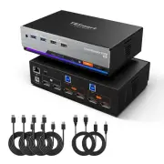 8K@60Hz DP KVM Switch 2 Monitors 2 Computers USB 3.0, DP 1.4 KVM Switch Dual Mon