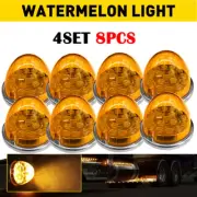 8X Amber LED Watermelon Marker Turn Signal Clearance Light w/ Base Amber Len EOA