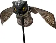 skycabin Natural Scarecrow Realistic Owl Decoy with Moving Wings Scare Bird from Home,Patio,Farm,Boats,Building,Humane Bird Deterrent Deocy&Garden Decoration,Owl Statue Yards Protectors
