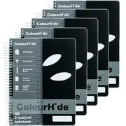 Colourhide 2-Subject Notebook 300 Page A5 (Black) [5 Pack]