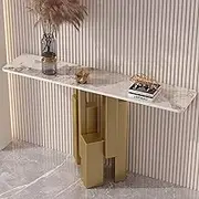 LYXWGRZD Console Table, Sofa Table with Metal Base, Narrow Entryway Table, Behind Couch Table, Sofa Accent Table for Living Room Entryway Hallway Entrance(Gold D,150cm/59in)
