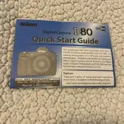 NIKON Digital Camera D80 Quick Start Guide Instruction Manual - English