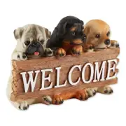 HOME GARDEN DECOR PUPPY WELCOME STATUE FIGURINE