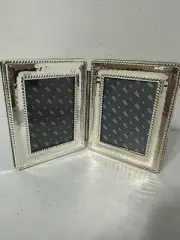 Silver Tone Metal Picture Frames Hinged Fits 2.5x3.5 Pictures NWOT