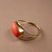 Art Deco Engagement Ring 5Ct Oval Simulated Orange Coral Sterling Silver 925