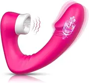 Adorime Vibrating G-spot Clitoris Licking Vibrator - Realistic Dildo Clitoral Vaginal Stimulator Adult Toys with 9 Licking & Vibrating Modes, Rechargeable Clit Massager for Women