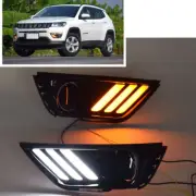DRL For Jeep Compass 2017-18 LED Daytime Running Light Fog Driving Light W/ Turn
