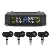 Solar-Powered Wireless TPMS 433.92MHz LED Display Car Tire Pressure Monitoring System with 4 Sensors Real-time Monitorin