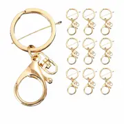 10X Gold Swivel Lobster Clasp Trigger Clip Key Ring Keychain Split Ring