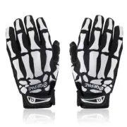 Gloves for Working Out Bike Black Skeleton Pattern Polyester Fitness
