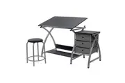 Avalon Multifunctional 3 Drawer Design Desk Sturdy Foot Rest Table 99x64cm Grey
