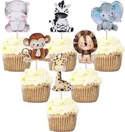 36 Pack Lion Cupcake Toppers Jungle Safari Animal Cupcake Picks Little Lion Cupcake Decoration Baby Shower Kids Boys Girls Birthday Party Cake Decorations Supplies