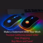 Wireless Mouse Slim Light-Up Rechargeable LED 2.4Ghz Optical Free USA Shipping