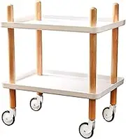YuanSu Bedside Storage Cabinets Removable Kitchen Groceries Sorting Multi-Layer Living Room Bedroom Wheeled Trolley Storage Trolleys (Color : Elegant White, Size : Two Floors)