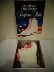 AMERICAN LITTLE ROCKET BEGINNER ICE SKATE DBL RUNNER STYLE 380 GIRLS WHITE NIB