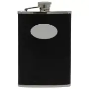 8 oz Black Smooth Leather Discrete Pocket Hip Alcohol Liquor Flask