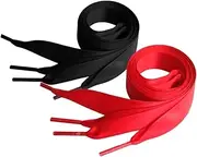 [Healeved] 2 Pairs Wide Flat Ribbon Shoelaces for Women Comfortable Shoe Strings Durable Fancy Laces for Sneakers Boots and Fashion Footwear