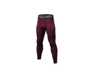 Men'S Compression Pants Baselayer Cool Dry Sports Tights Leggings - Wine Red