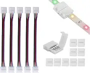 LED Light Strip Connectors for RGB Strip Lights, 10-Pack 4pin 8mm Gapless Seamless Connectors, 5 Pack Strip for Stripping Jumper Extension Connector for LED Strip DIY