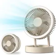 SH-M1 Portable Foldable Fan - Rechargeable Battery Operated Quiet Oscillating Pedestal Fan 3 s Desk Fan with Hook/Night Light/SOS Light/Function for Home Travel Bedroom