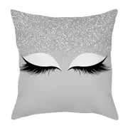 2PCS Eyelash Pattern Throw Pillow Cover for Living Room Sofa Sleeping Waist Support 45*45cm