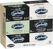 Sorbent Thick and Large White Facial Tissues 1140 tissues (95s x 12 Units), 1140 Count