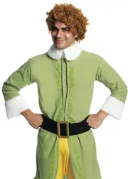Buddy The Elf Wig Curly Brown Hair Dress Up Adult/Men Party Costume Accessory